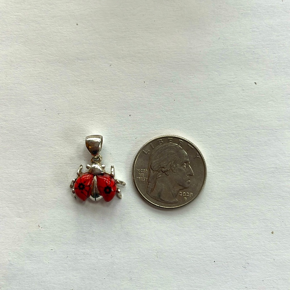 Murano glass and sterling silver ladybug pendant